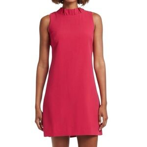 NWT VINCE CAMUTO Fuchsia Sleeveless Ruffle Neckline Back Zip Lined Dress Size 12
